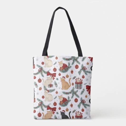 Adorable Cats and Christmas Pattern Tote Bag (Achterkant)