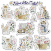 Adorable Cats! Custom-Cut Vinyl Sticker (Voorkant)