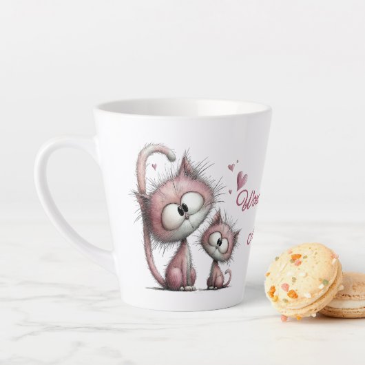 Adorable Cats Illustrations Latte Mug Mok (In situ)