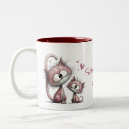 Adorable Cats Illustrations Mug Tweekleurige Koffiemok