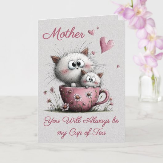 Adorable Cats in a Teacup Greeting Card Kaart (Orchidee)