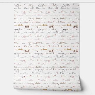 Adorable Cats Peeking Over Hearts  Behang