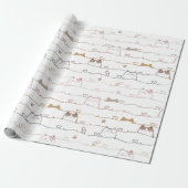 Adorable Cats Peeking Over Hearts Cadeaupapier (Uitgerold)