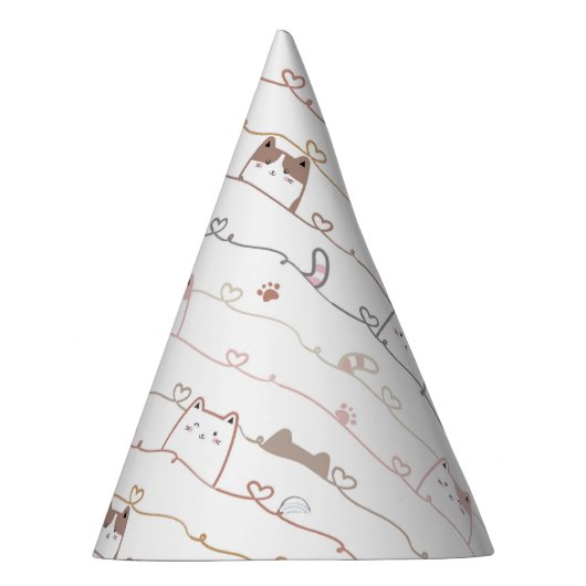 Adorable Cats Peeking Over Hearts Feesthoedjes (Rechts)