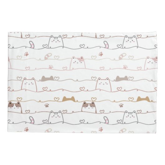 Adorable Cats Peeking Over Hearts  Kussensloop (Achterkant)