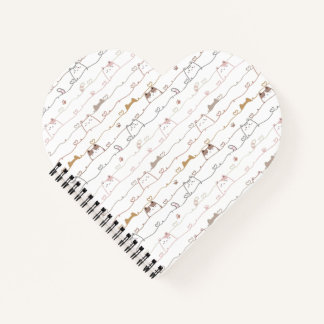 Adorable Cats Peeking Over Hearts  Notitieboek