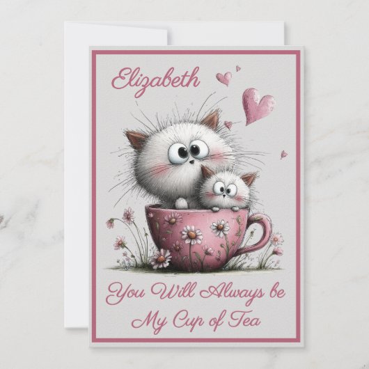Adorable Cats Valentines Day Greeting Card Kaart (Voorkant)