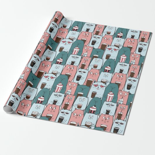 Adorable Cats Wrapping Paper Cadeaupapier (Uitgerold)