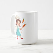 Adorable Chef Girl Mug with Carrots Design Koffiemok (Voorkant links)