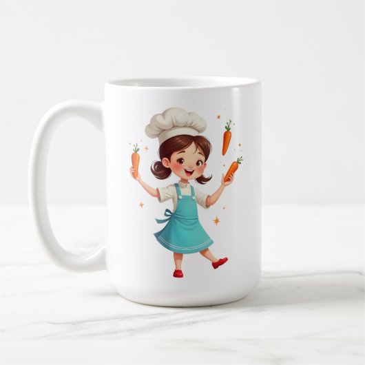 Adorable Chef Girl Mug with Carrots Design Koffiemok (Links)