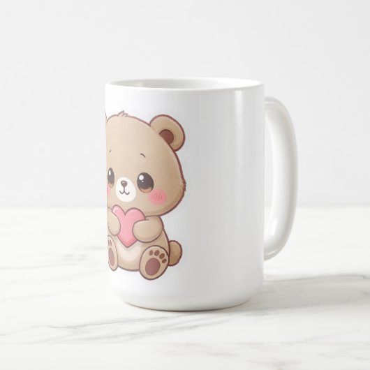 Adorable Chibi Bear with Heart  Koffiemok (Voorkant rechts)