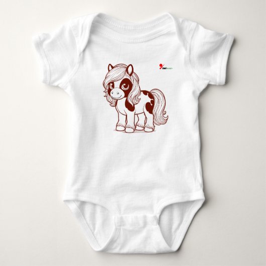 Adorable Chibi Pony Paard Baby Body Romper (Voorkant)