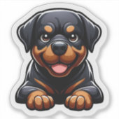Adorable Chibi Rottweiler Puppy Smile Sticker (Voorkant)