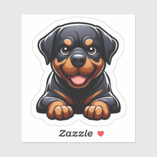 Adorable Chibi Rottweiler Puppy Smile Sticker (Vel)