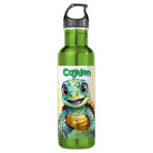 Adorable Chibi Sea Turtle Personalized Waterfles (Voorkant)