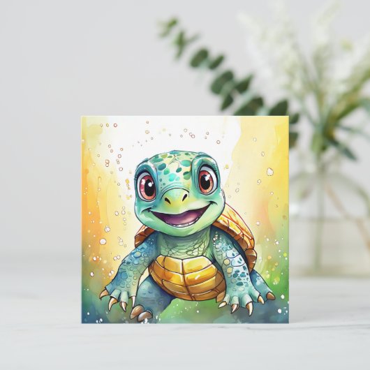 Adorable Chibi Sea Turtle Under the Sea (Staand voorkant)