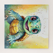 Adorable Chibi Sea Turtle Under the Sea  Legpuzzel (Horizontaal)