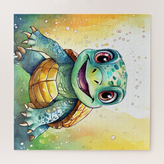 Adorable Chibi Sea Turtle Under the Sea Legpuzzel (Horizontaal)
