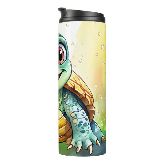 Adorable Chibi Sea Turtle Under the Sea Thermosbeker (Geroteerd rechts)
