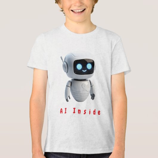 Adorable Chibi Space Robot Buddy - Minimalist Digi Tri-Blend Shirt (Voorkant)