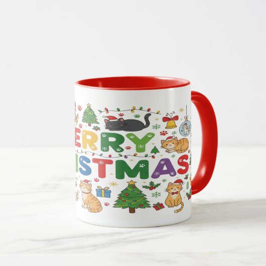 Adorable Christmas Cat Mug Gift for Cat Lovers Mok (Voorkant rechts)