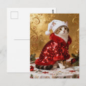 Adorable Christmas Cat Postcard Briefkaart (Voorkant / Achterkant)