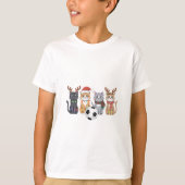 Adorable Christmas Cats with Soccer Ball T-shirt (Voorkant)