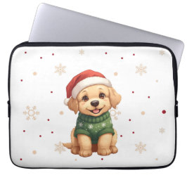 Adorable Christmas Dog - Festive Puppy Christmas Laptop Sleeve