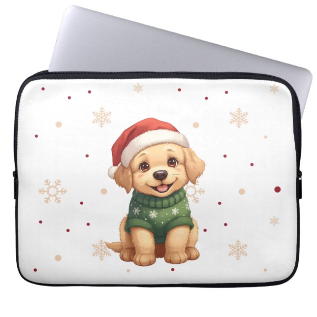 Adorable Christmas Dog - Festive Puppy Christmas Laptop Sleeve (Voorkant)