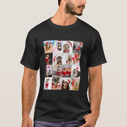 Adorable Christmas Dog Photo Collage Classic T-Shi T-shirt (Voorkant)