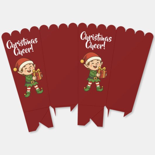 Adorable Christmas Elf with Gift Box Bedankdoosjes (Ongevouwen)