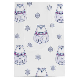 Adorable Christmas Gift Bags with Polar Bears Medium Cadeauzakje