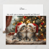 Adorable Christmas kitten with Santa hats  Feestdagenkaart (Voorkant / Achterkant)