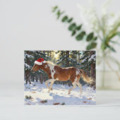 Adorable Christmas Paint Horse Mare Winter Forest Briefkaart (Staand voorkant)