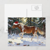 Adorable Christmas Paint Horse Mare Winter Forest Briefkaart (Voorkant / Achterkant)