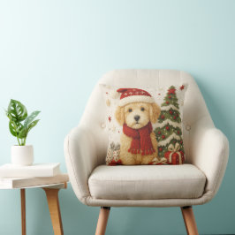 Adorable Christmas Puppy Throw Pillow Kussen