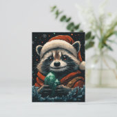 Adorable Christmas Raccoon Briefkaart (Staand voorkant)