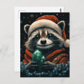 Adorable Christmas Raccoon Briefkaart (Voorkant / Achterkant)