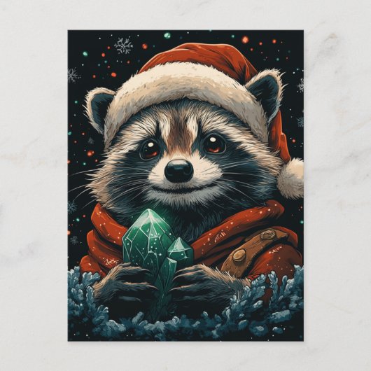 Adorable Christmas Raccoon Briefkaart (Voorkant)