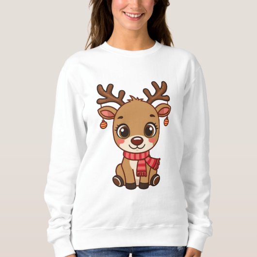 Adorable Christmas Reindeer Illustration Trui (Voorkant)