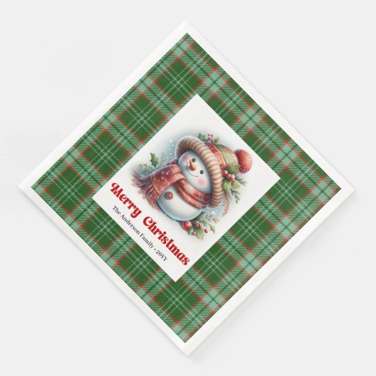 Adorable Christmas Snowman Napkins Editable Custom Servet (Hoek)