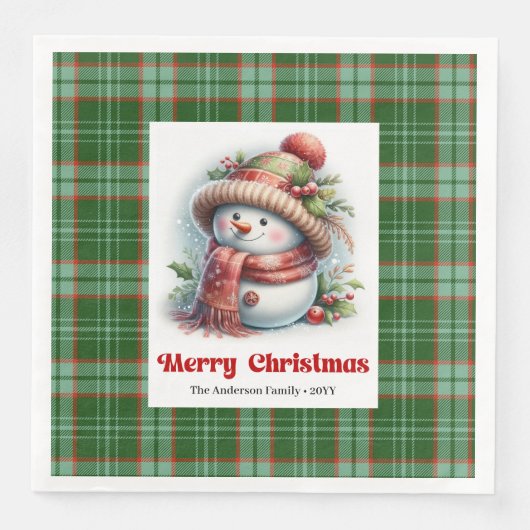 Adorable Christmas Snowman Napkins Editable Custom Servet (Voorkant)