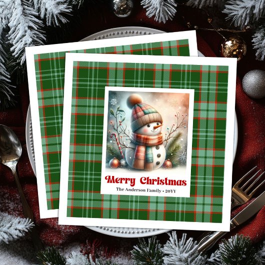 Adorable Christmas Snowman Napkins Editable Kids Servet