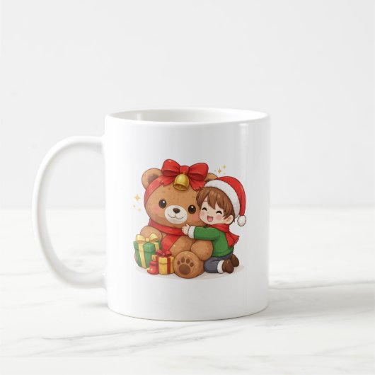 Adorable Christmas Teddy & Child Mug Koffiemok (Links)