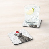 Adorable Christmas Wolfhound Dog Woof Word Art Bier Onderzetter (Rechterzijde)