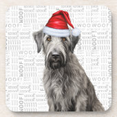 Adorable Christmas Wolfhound Dog Woof Word Art Bier Onderzetter (Voorkant)