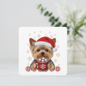 Adorable Christmas Yorkshire Terrier Card (Staand voorkant)