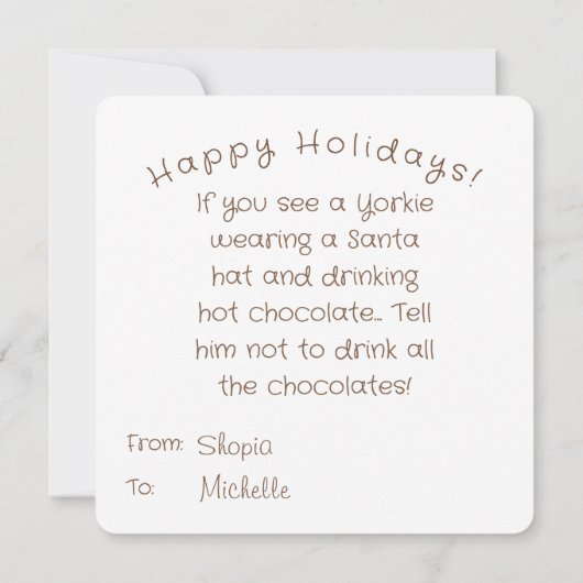 Adorable Christmas Yorkshire Terrier Card (Achterkant)