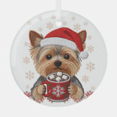 Adorable Christmas Yorkshire Terrier Glas Ornament (Voorkant)
