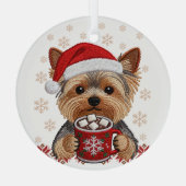 Adorable Christmas Yorkshire Terrier Glas Ornament (Achterkant)
